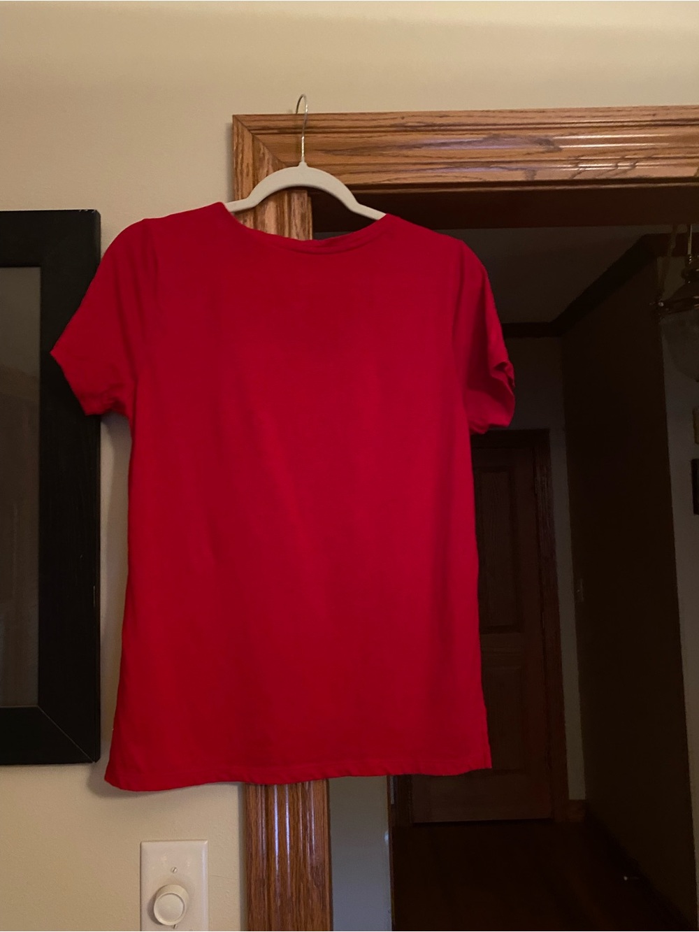 Lands' End Women's Scoop Neck Short Sleeve Top in Red size 10-12 - Picture 2 of 6